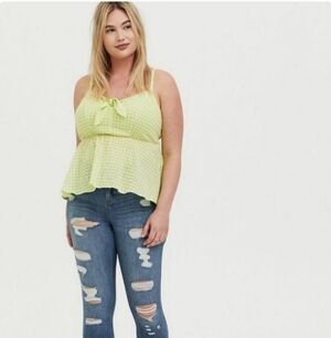 Nwot Torrid 3 Peplum Cotton Tie-Front Midi Cami